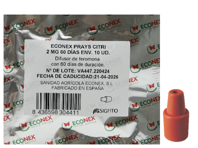 >Difusor de feromonas ECONEX PRAYS CITRI 2 MG 60 DÍAS ENV. 10 UD.